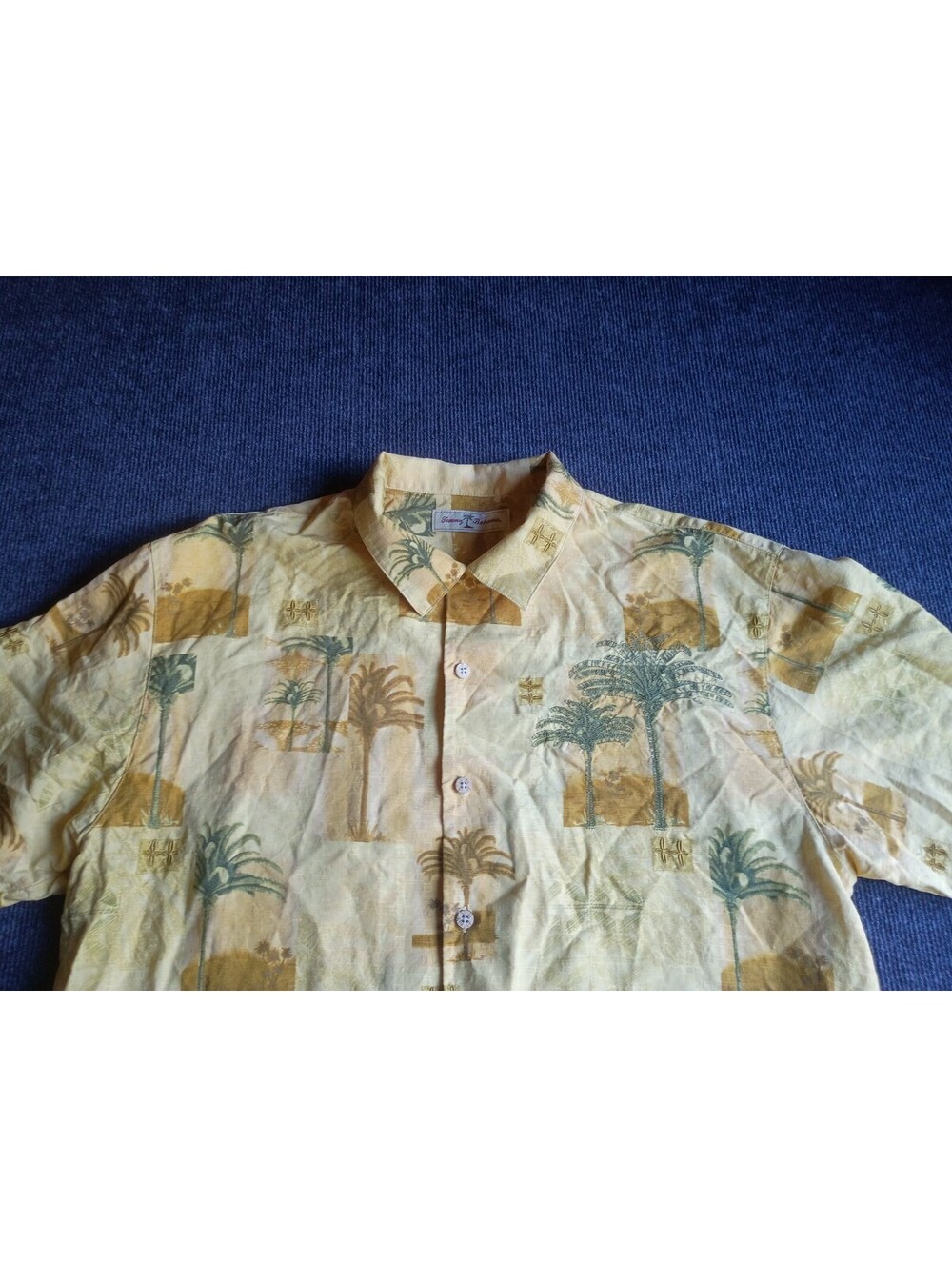 Tommy Bahama Men's Large 100% Silk Tropical Palm Tree Print Short Sleeve Shirt